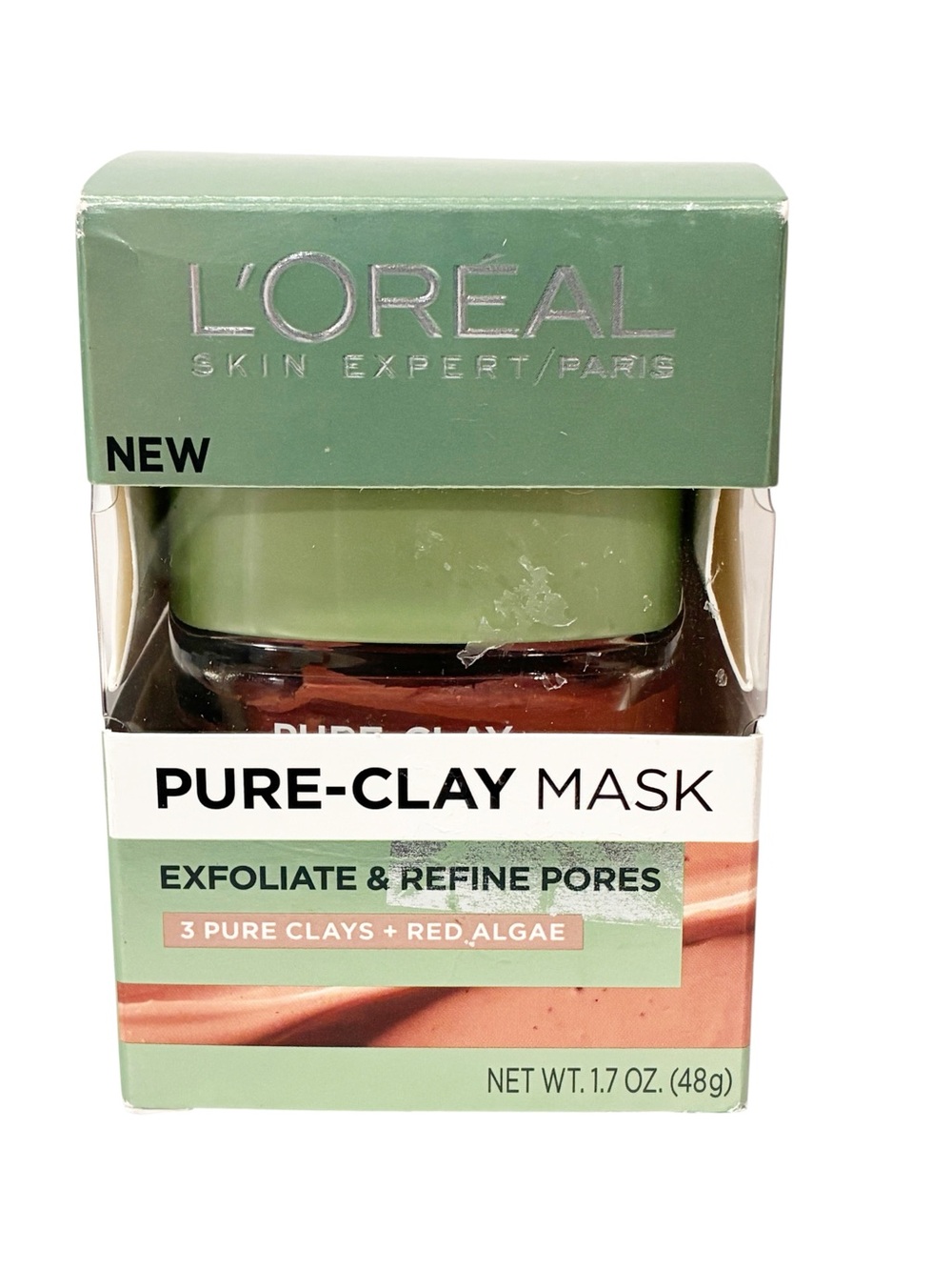 L’Oreal Paris Pure Clay Glow Mask Brightens Exfoliates 1.7 fl oz NEW